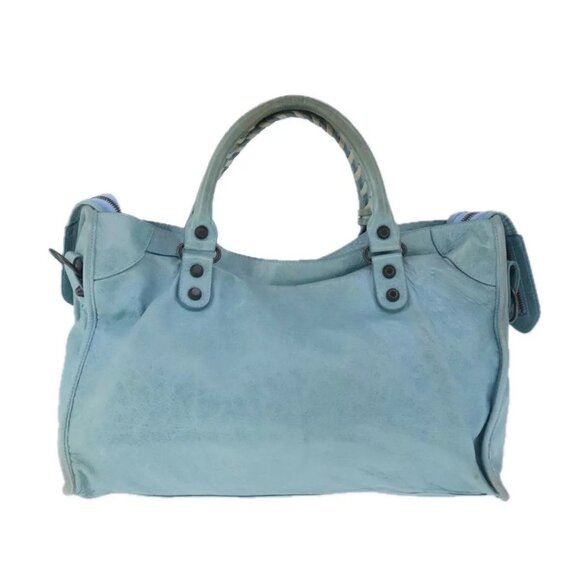 BALENCIAGA The City Hand Bag Leather 2way Light Blue Auth - Picture 2 of 16